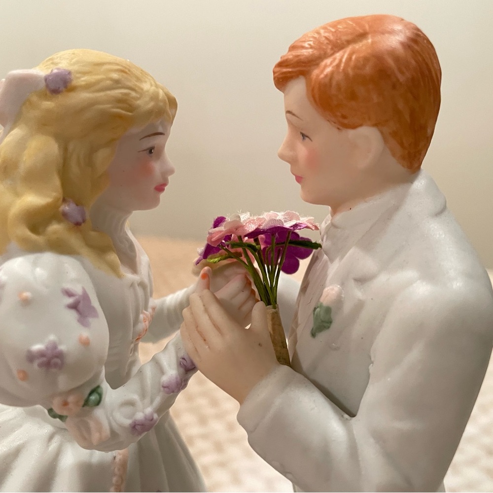Romantic Wedding Cake Topper with Blonde and Orange Accents